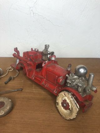 Vintage Hubley Or Arcade Cast Iron Toy Fire Truck 1930s Parts