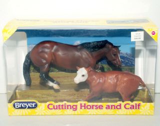 Breyer Classics - Cutting Horse & Calf No.  61091 1:12 Scale