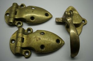 Vintage Brass Ice Box Hardware Hinges And Latch