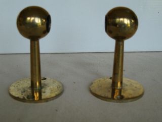 Pair Vtg Brass Towel Bar Brackets,  Solid Brass,  Mid - Century