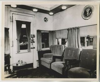 3 1948 Press Photos - President Truman - Railroad Car Interior In Campaign