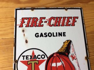 Vintage Fire - Chief Texaco Porcelain Gas and Oil Pump Plate 2