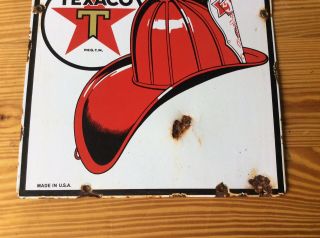 Vintage Fire - Chief Texaco Porcelain Gas and Oil Pump Plate 3