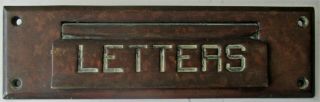 Vintage Antique Brass Mail Box Letter Slot Cover Letters