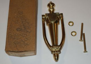 Vintage Solid Brass Elgin Door Knocker & Mounting Screws Usa