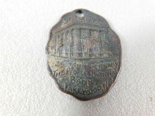 1929 The Peoples National Bank Key Chain Fob If Found Return - Lakewood Nj