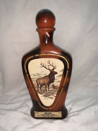 Vintage Jim Beam Glass Whiskey Decanter The Elk By J.  Lockart