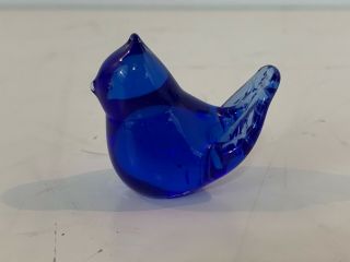 Vintage Cobalt Art Glass W.  Ward Signed Miniature Bluebird Of Happiness Figurine