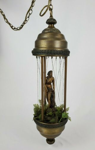 Vintage Nude Greek Goddess Rain Swag Lamp Hollywood Regency Mid - Century 70 