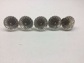 5 Matching Pattern Antique Mellon Form Glass Knob Drawer Pulls