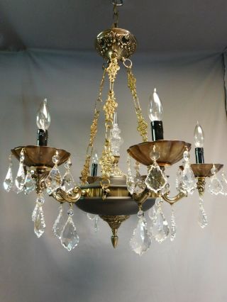 Vintage Crystal Empire Chandelier 6 Lights