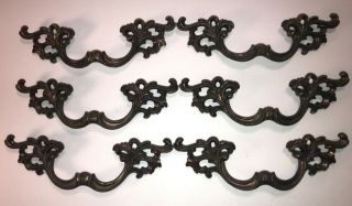 Set Of 6 Matching Vintage Drawer Furniture Pulls French Provincial Scroll
