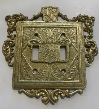 Virginia Metalcrafters 24 - 18 Brass Ornamental 2 Light Switch Plate Cover C 1954