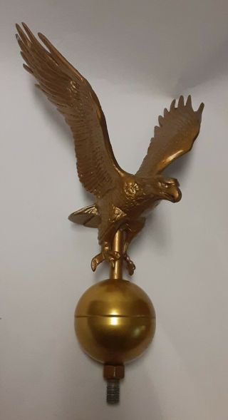 Vintage Golden American Eagle Flag Pole Topper Cast Metal 14 " ×6