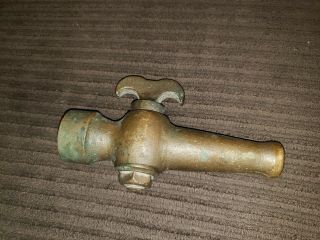 Vintage Antique Heavy Solid Brass Water Hose Garden Nozzle W/ Valve Perlick 1022