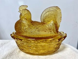 5” Wright Amber Rooster Hen On Nest 2