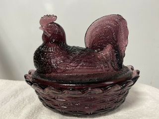 5” Purple Rooster Wright Hen On Nest