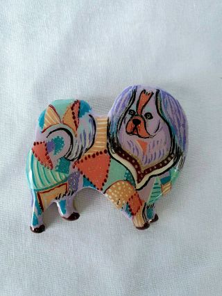 Japanese Chin Porcelenex Mosaic Dog Pin By Artist Cindy Anthony