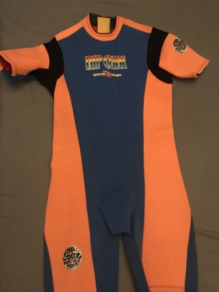 Vintage 80’s/90’s Rip Curl Shorty Spring Wetsuit Orange & Blue Size Xl Very Htf