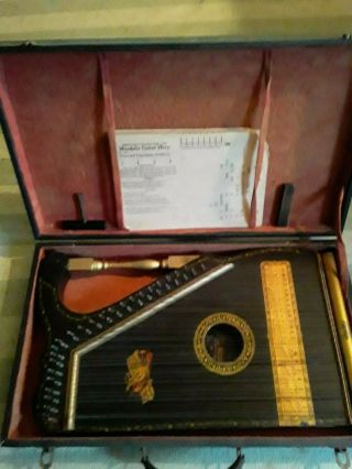 Antique Vintage Mandolin Guitar Harp By Cobination,  Case,  Music,  1894