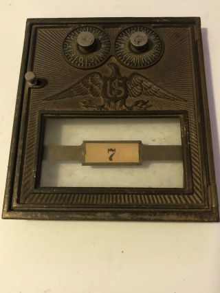 Vintage Us Post Office Mailbox Brass Door 6.  25”x5.  5” Dual Combo Locks
