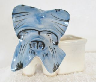 Rare Vtg Japan Blue Face Scotty Scottie Terrier Dog Ceramic Planter 3 1/2 "