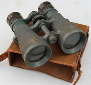 Vintage Military Army.  08 Field Binoculars With Case Made In Usa Antique Green