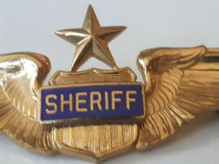 OBSOLETE Vintage CALIFORNIA SHERIFF ' S OFFICE Gold Pilot Wings Badge/pin 2