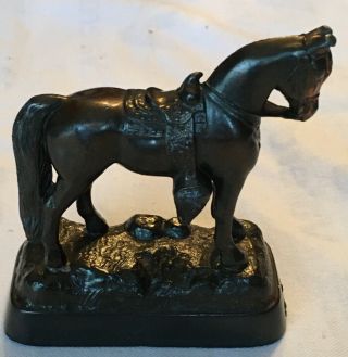 Small Vintage Bronze Metal Horse Figurine Collectible 3” Heavy
