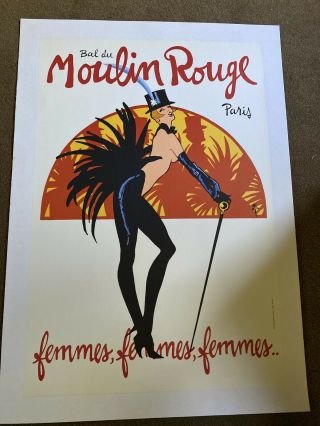 Vintage Moulin Rouge Paris Poster On Linen