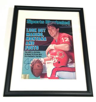 Rare Vintage Framed Sports Illustrated Jim Kelly Signed W/ July 21 1986