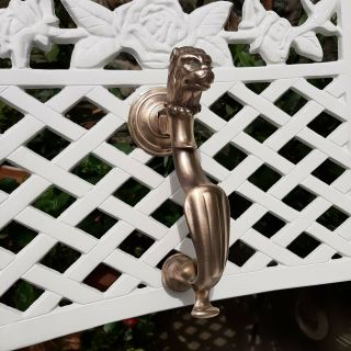 Solid Brass Vintage Dogs/lions? Head Door Knocker Approx 8 Inches Long.