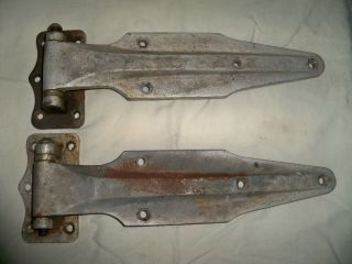 2 Vintage Very Large Heavy Duty T - Hinges,  Barn,  Shed Door Freezer Container 14”