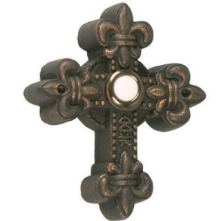Decorative Iron Lighted Door Bell Button - Cross