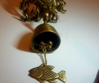 Vintage brass wall mount bell Pegasus Fish horse uiniqe 2