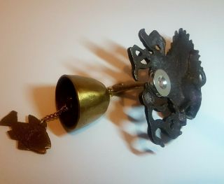 Vintage brass wall mount bell Pegasus Fish horse uiniqe 3