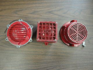 Three " Vintage " Fire Alarm Horns Fire - Lite / Notifier And One Other - Pre - Owned