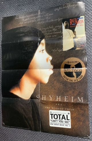 Vtg Shyheim The Rugged Child 18x24 Promo Only Poster 94’ Wutang,  Raekwon,  Shaolin