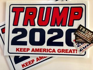 President Trump 2020.  Keep America Great.  Campaign.  4 Yard Signs,  8 Decals