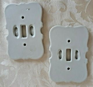 Vintage Shabby Chic Porcelain LIght Switch Plate Covers Pink Roses & Gold Trim 2