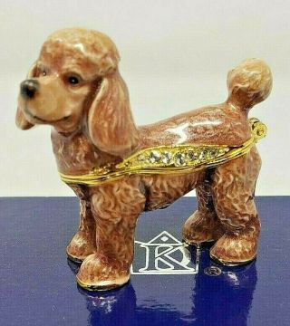 Red Apricot Poodle Trinket Box With Crystals