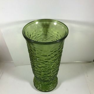 Vintage NAPCO Green Ripple Glass 9 - 1/2” Vase 2