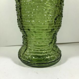 Vintage NAPCO Green Ripple Glass 9 - 1/2” Vase 3