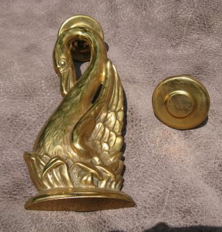 Vintage Solid Cast Bronze Brass Door Knocker Swan
