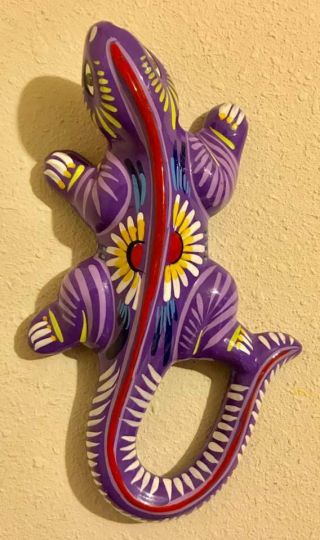 Large Mexican Pottery Lizard Gecko Talavera Hanging Patio Wall Hanger Table 3