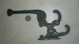 Antique Victorian Cast Iron Coat And Hat Hook (real) Salvaged