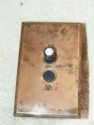 Antique Single Pole Push Button Light Switch,  Solid Brass Plate,  Cast Iron Box