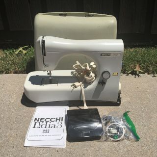 Vintage Necchi Lydia 3 Sewing Machine Type 544 With Accessories And Instruction