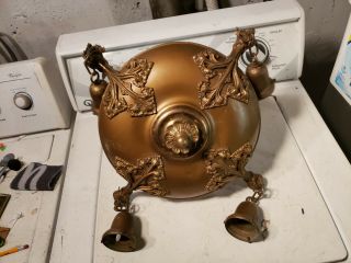 Antique Victorian 4 Light Brass Pan Light Fixture Chandelier Arm Teens 20 