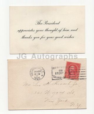 Calvin Coolidge - 30th U.  S.  President - Official Appreciation Card,  1925